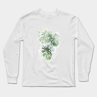 Monstera Plant - Abstract Tropical Art Long Sleeve T-Shirt